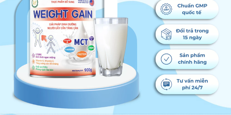Sữa Bột Tăng Cân WEIGHTGAIN Sữa Dành Cho Người Gầy Cần Tăng Cân, Cải Thiện Tiêu Hoá Và Hấp Thu Dinh Dưỡng